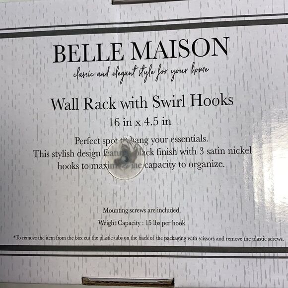 Belle Maison Decorator Wall Hook With Swirl Hooks 16 X 4.5 Organizer Hanger  NEW - Picture 6 of 8